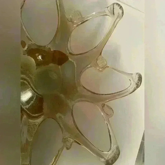 Decorative 8 Point Blown Glass Bowl/Dish Murano Style Opal/Pearl Art - Picture 4 of 10